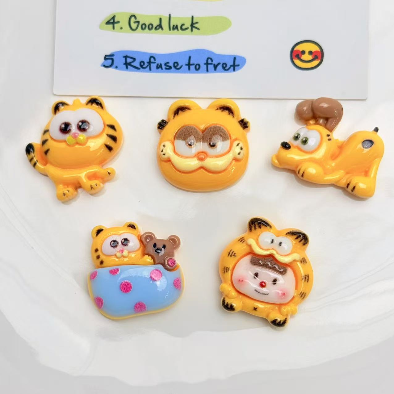 Crafting Resin - 50 adet Garfield Karikatür Sevimli Figür