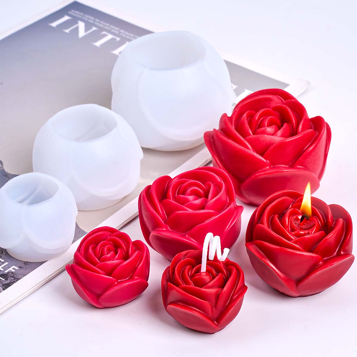 Resin Craft Ideas - 3D Çiçek Şekli Silikon Mum Kalıp