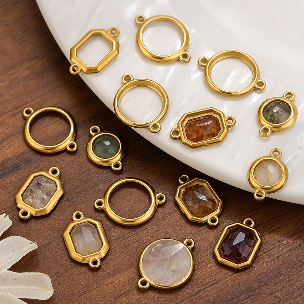 Bezels Set Pendant - 10 Adet Paslanmaz Çelik İçi Boş
