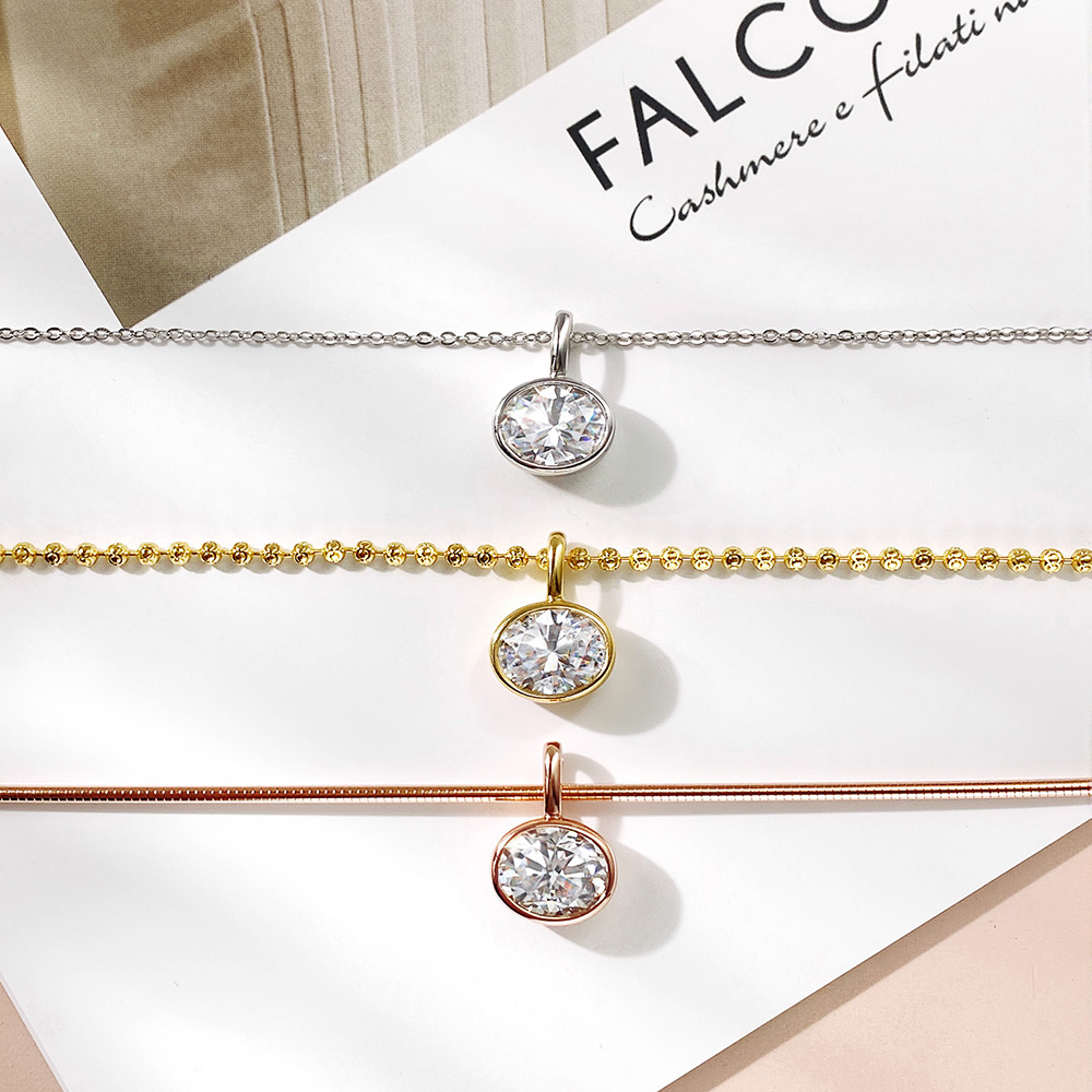OEVAS 2-4CT Doğu Batı Oval Kes - Bezels Set Pendant incelemesi ve fiyatı